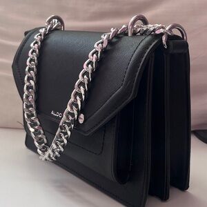 ALDO Black Crossbody Bag with Silver Chain